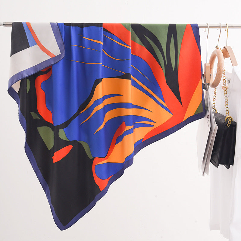 Retro Graffiti Niche Blue 90x90 Poly Scarf Women M5A357