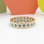 Load image into Gallery viewer, Evil Eye Rhombus Cuff Steel Stove-Enameled Elastic S5P152