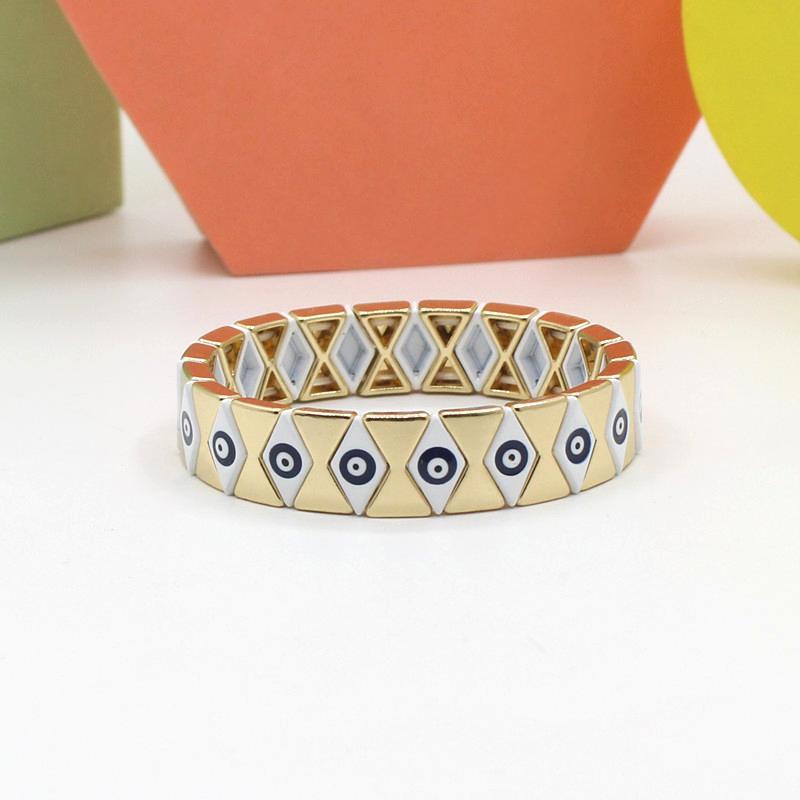 Evil Eye Rhombus Cuff Steel Stove-Enameled Elastic S5P152