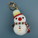 Load image into Gallery viewer, Hand Crocheted Christmas Snowman Bag Charm N6K298