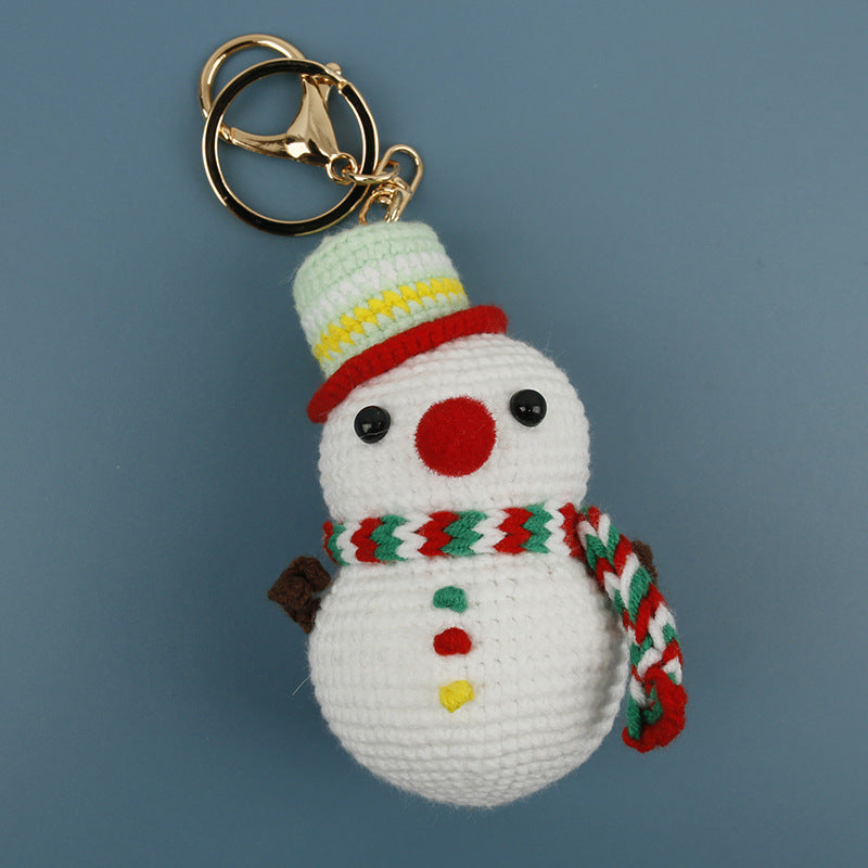 Hand Crocheted Christmas Snowman Bag Charm N6K298