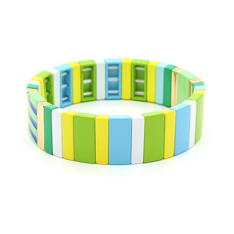 Rainbow Enamel Bangle Alloy Coastal Symbolic S5P153