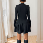 Load image into Gallery viewer, Bow Mock Neck Dress Long Sleeve Mid Weight Black N5Z545
