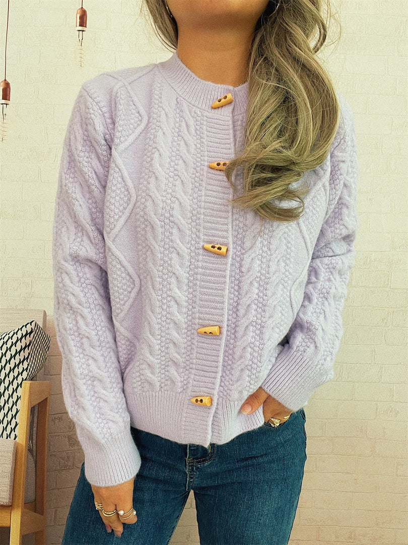 Cable Button Round Cardigan Mid Heavy Options N5Z901