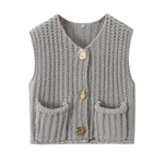 Load image into Gallery viewer, Patch Pocket Vest Sleeveless Knit Lightweight N5Z245