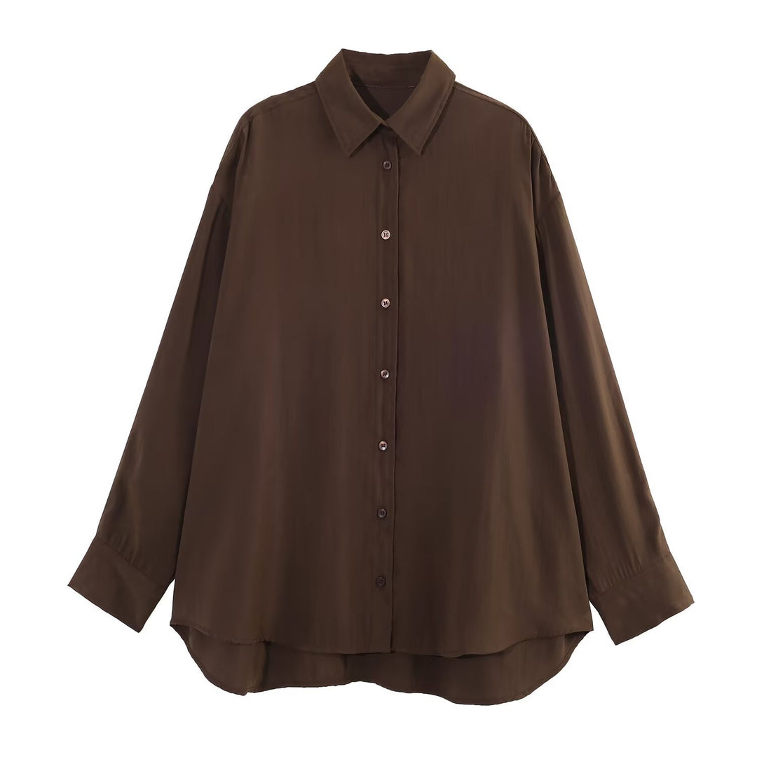 Striped Loose Collared Shirt Women N6C101