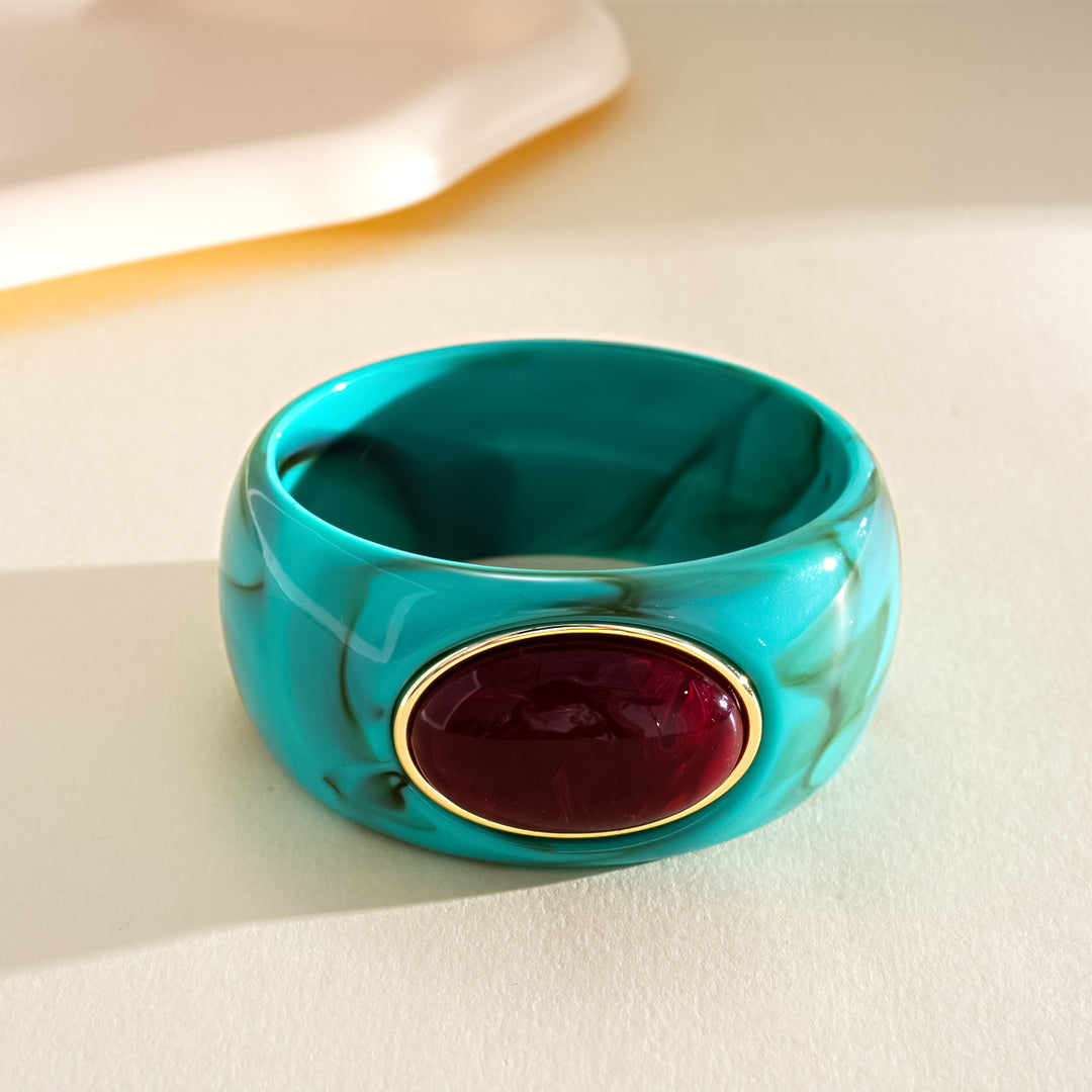 Vintage Acrylic Oval Ombré Bangle Minimalist Women N6H087