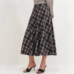 Load image into Gallery viewer, Tweed Plaid Vintage A Line Midi Skirt N5A047