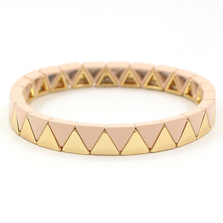 Rainbow Triangles Bracelet Modular Gold Enamel S5P050