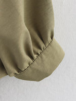 Load image into Gallery viewer, Notched Collar Puff Sleeve Baseball Jacket Women N6A154