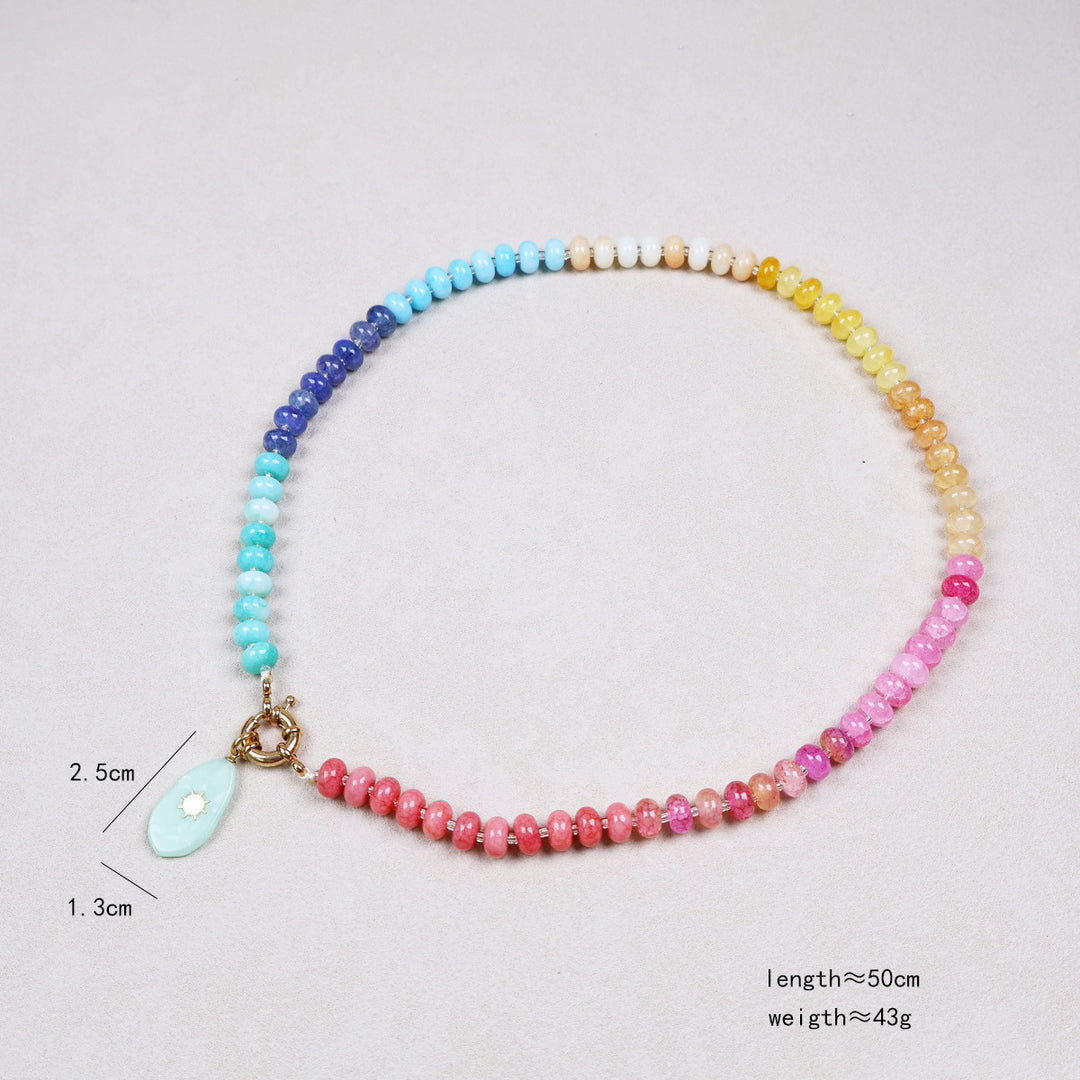 Bohemian Natural Stone Bead Pendant Necklace N6E112
