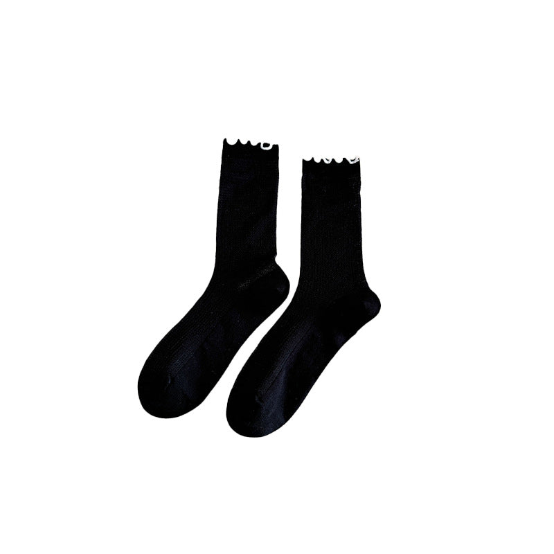 Silk Mesh Ruffle Socks Women N6C164
