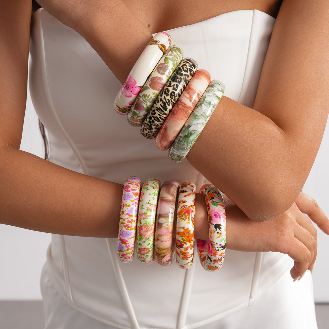 Womens Vintage Floral Resin Circle Bracelet N6K127