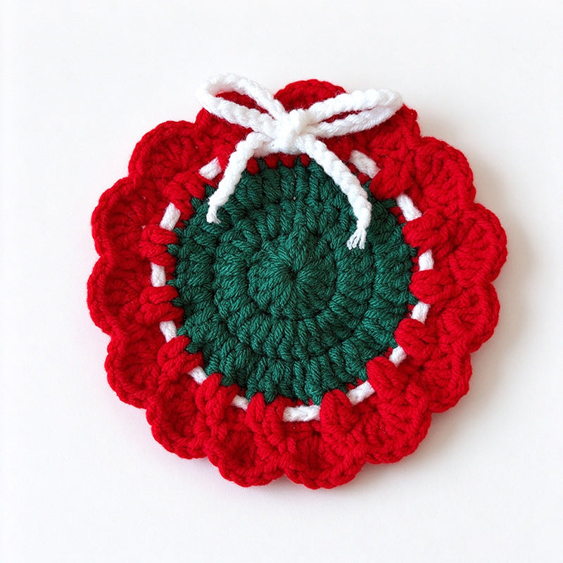 Christmas Hand Knitted Yarn Coaster and Trivet N6K288