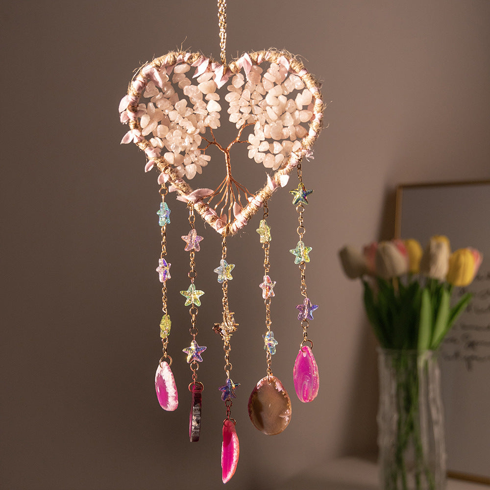 Love Heart Agate Tree Life Dream Catcher Sun Catcher N6F301