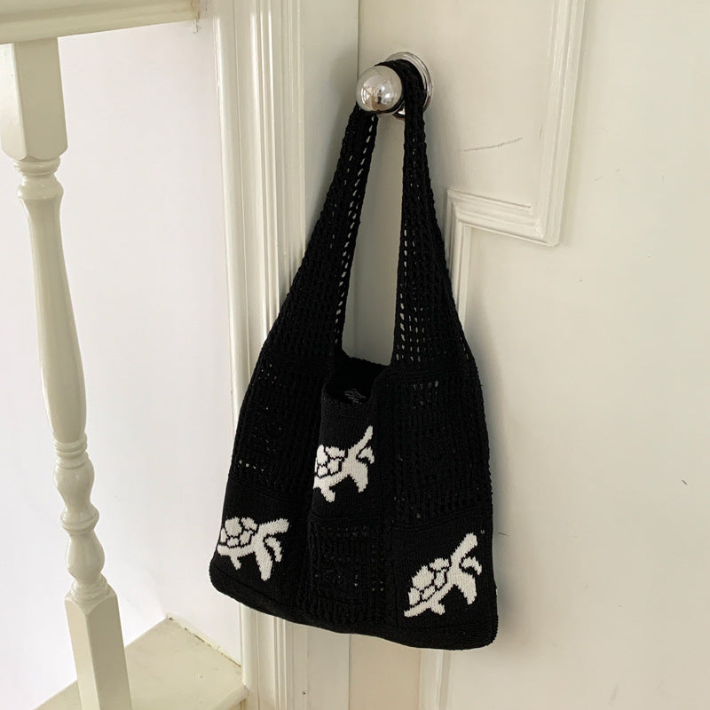 Crochet Turtle Openwork Shoulder Bag Women N6C050