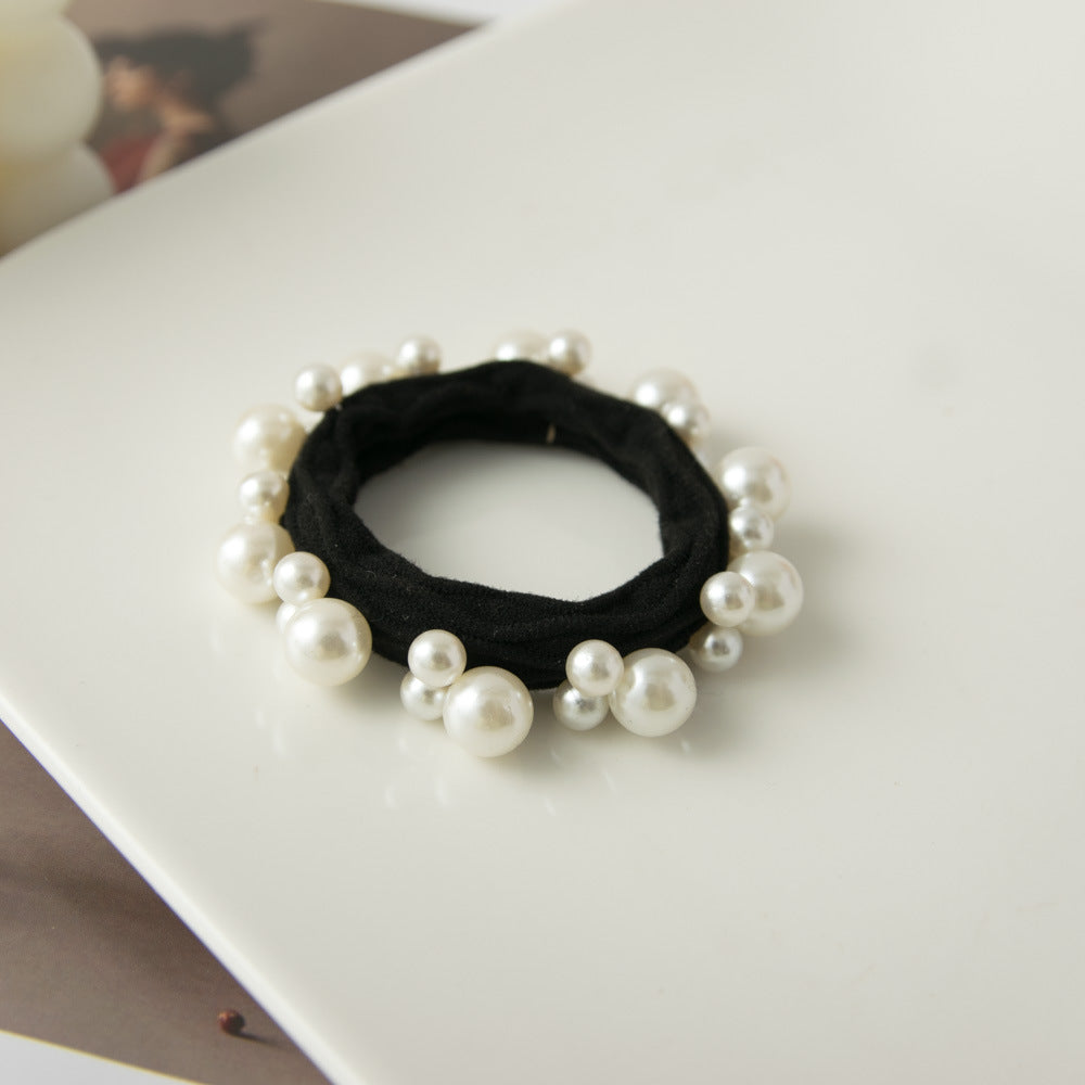 Soft Beaded Scrunchie High Ponytail Holder Women N6H183
