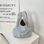 Load image into Gallery viewer, Denim Wristlet Bag Red Plaid Color Block Shoulder S5P863