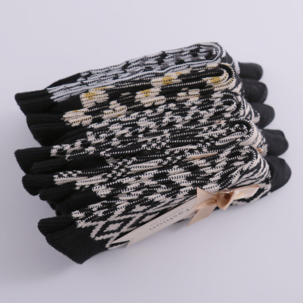 Vintage Double Needle Thick Warm Stack Mid-Calf Socks N6H031