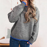Load image into Gallery viewer, Contrast Trim Round Sweater Mid Weight Options N5A224
