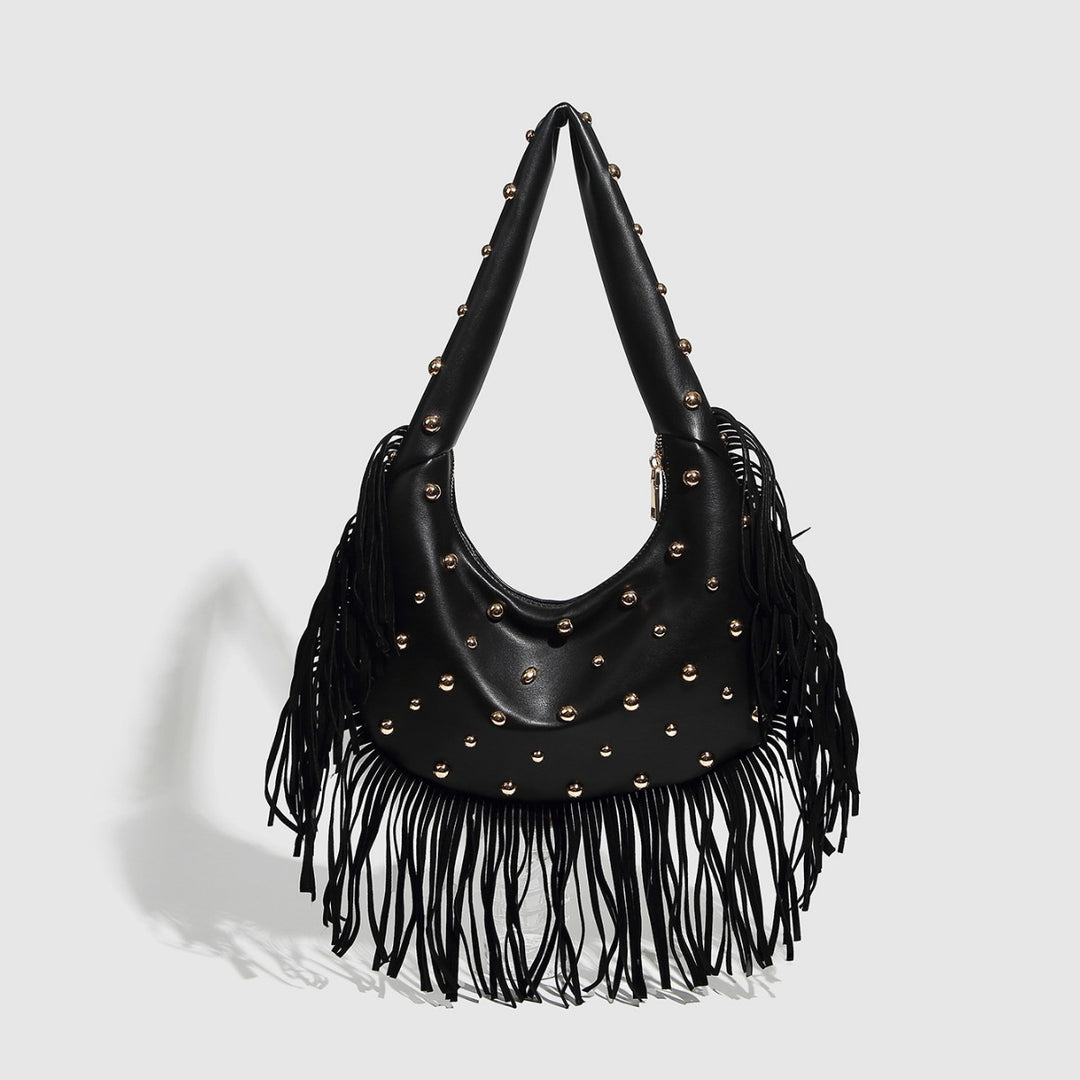 Edgy Fringe Accent Shoulder Bag  S5P465