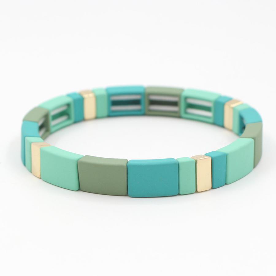 Frosted Enamel Bangle Mint Jade Geometric Alloy S5P037