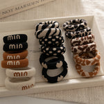 Load image into Gallery viewer, Thick Jacquard Leopard Terry Hair Ties  N6F130