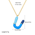 Load image into Gallery viewer, Alphabet Enamel Capsule Necklace Steel Gradient Color S5P234
