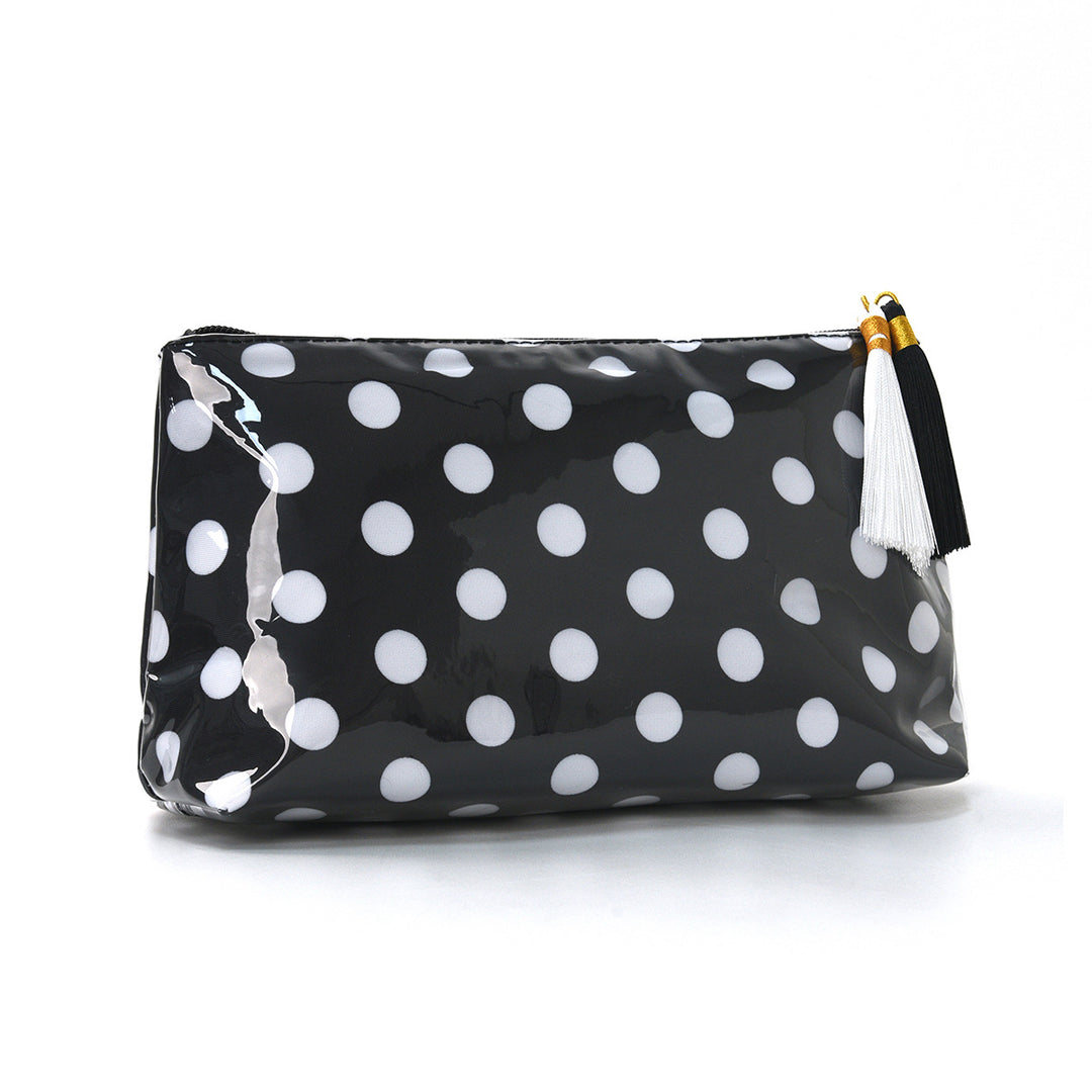 Unisex Waterproof Color-Block Polka Dot PVC Cosmetic Bag N6J248