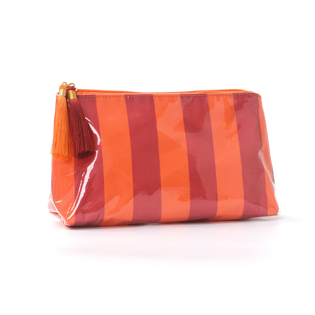 Unisex Striped PVC Tassel Cosmetic Bag N6J252