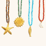 Load image into Gallery viewer, Baroque Pearl Sun Starfish Necklace Steel Gold Plated S5P220

