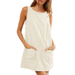 Load image into Gallery viewer, Corduroy Tank Dress Retro Silhouette Lightweight N5Z335
