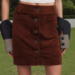 Load image into Gallery viewer, Corduroy Bodycon Mini Skirt Women Red Brown N5A100
