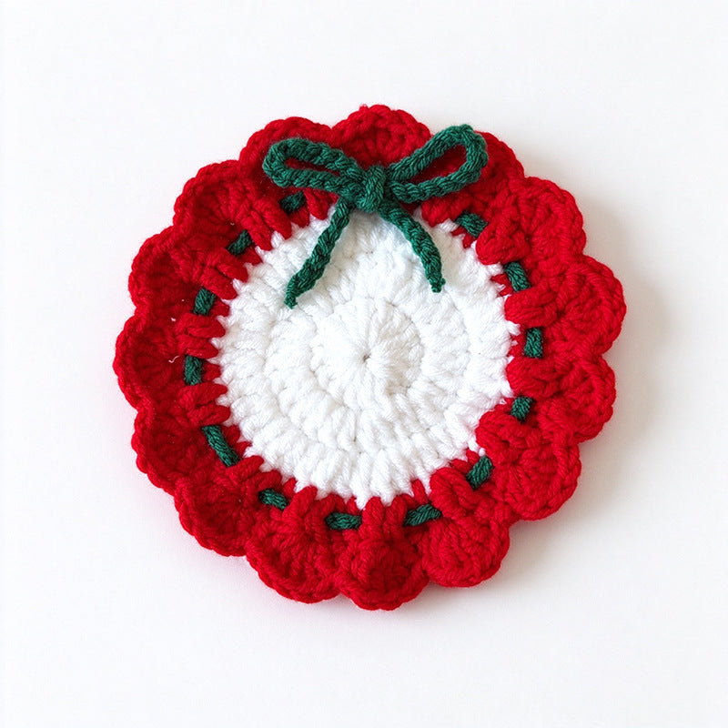 Christmas Hand Knitted Yarn Coaster and Trivet N6K288