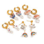 Load image into Gallery viewer, Geometric Pearl Studs Steel Plated Fadeproof S5P160