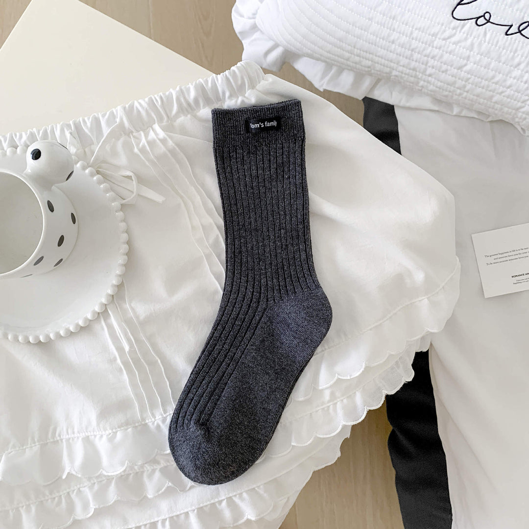 Cotton Tab Detail Mid Calf Socks  M5A043