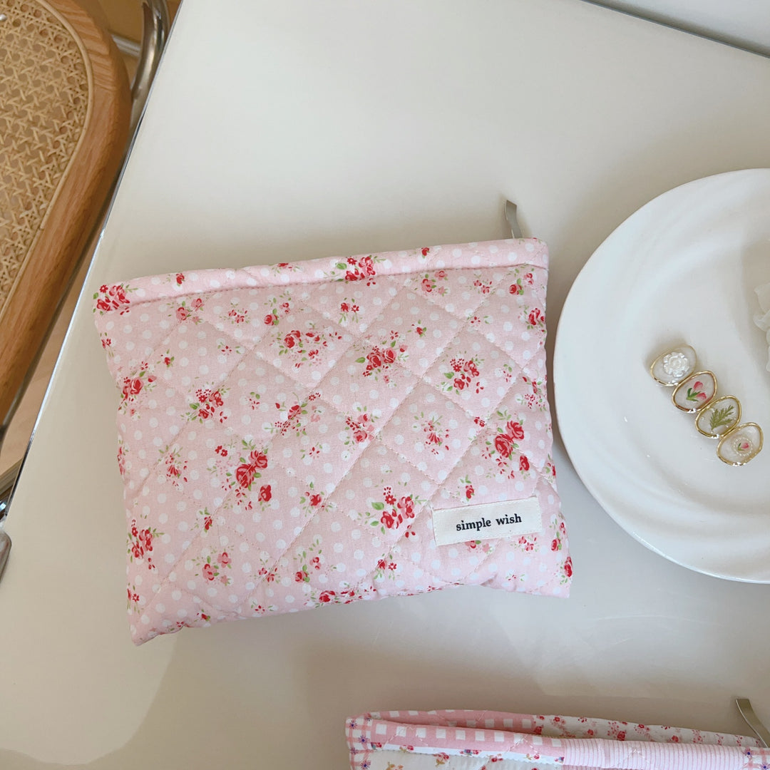 Floral Quilted Compact Organizer Cotton Canvas S5P359