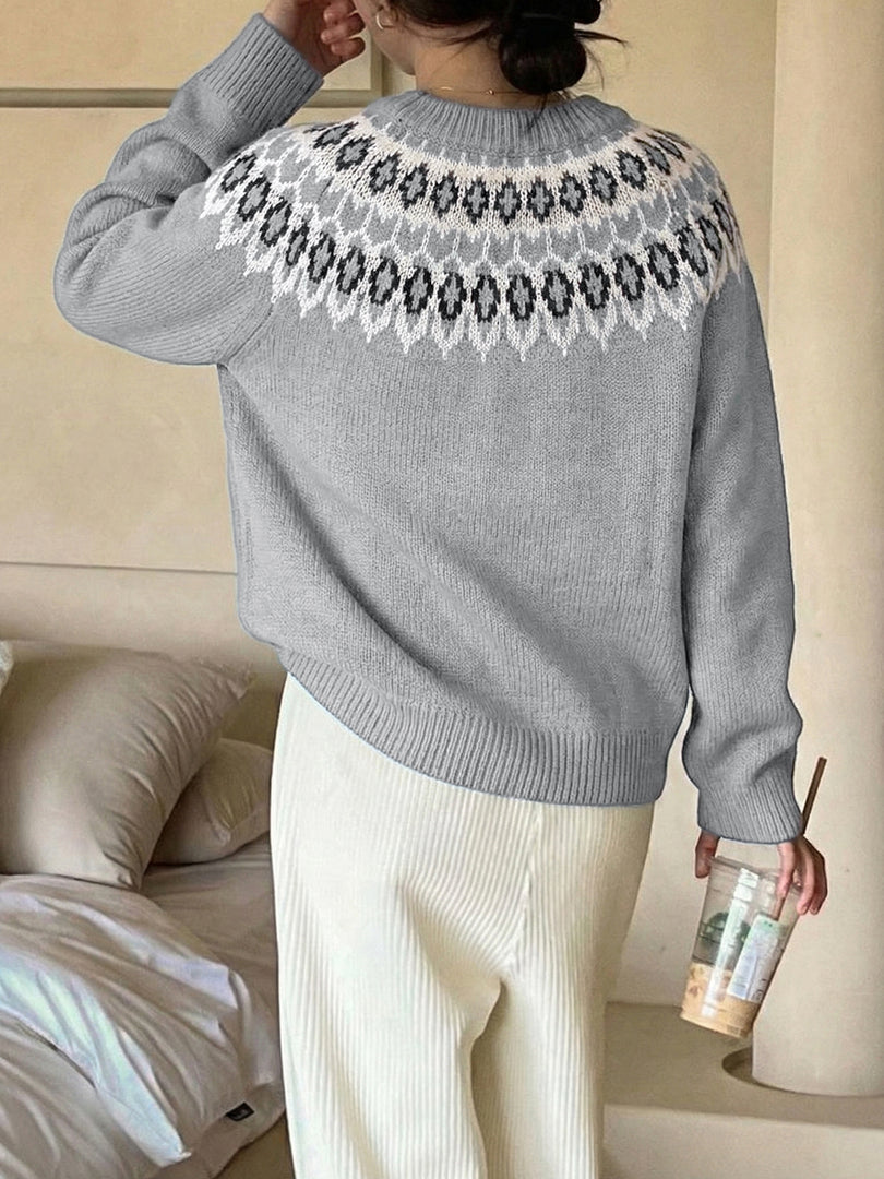 Round Neck Long Sleeve Pullover Sweater N6H306