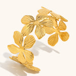 Load image into Gallery viewer, Floral Bangle Steel 18K Plated Continuous Loop S5P118