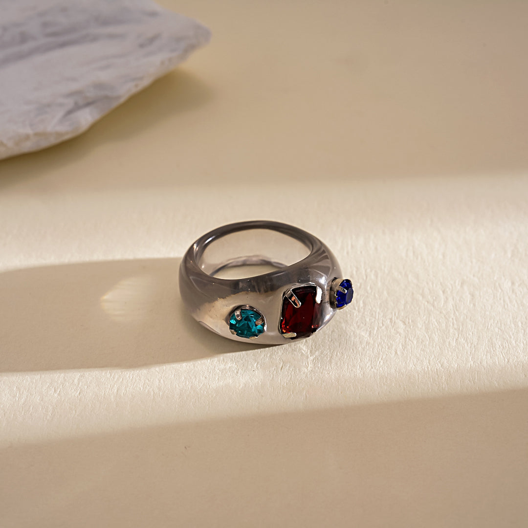 Dopamine Zircon Resin Ombré Geometric Ring Women N6H099