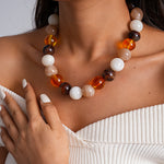 Load image into Gallery viewer, Acrylic Ombré Beaded Choker Statement Necklace N6H067