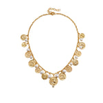 Load image into Gallery viewer, Metal Coin Rhinestone Pearl Tassel Choker Necklace N6H151