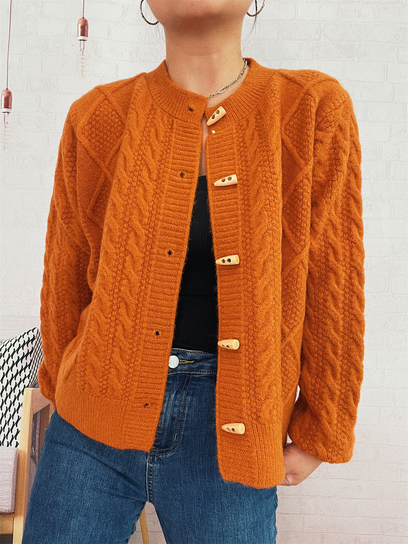Cable Button Round Cardigan Mid Heavy Options N5Z901
