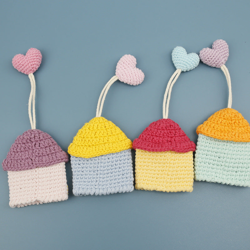 Sweet Hand Crochet Colorful House Key Case Yarn Charm N6G044