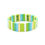 Load image into Gallery viewer, Rectangular Enamel Links Bangle Alloy Stackable S5P154