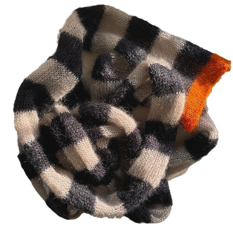 Mohair Blend Long Loop Scarf Striped Pattern  M5A082