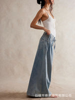 Load image into Gallery viewer, Wide Leg Relaxed Tie Waist Denim Pants Women N6C283