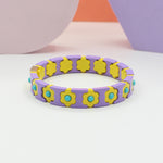 Load image into Gallery viewer, Bohemian Floral Cuff Enamel Steel Elastic DIY Plated S5P085
