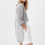 Load image into Gallery viewer, StripeCollar LinenStyle Shirt Lightweight Gray N5A153
