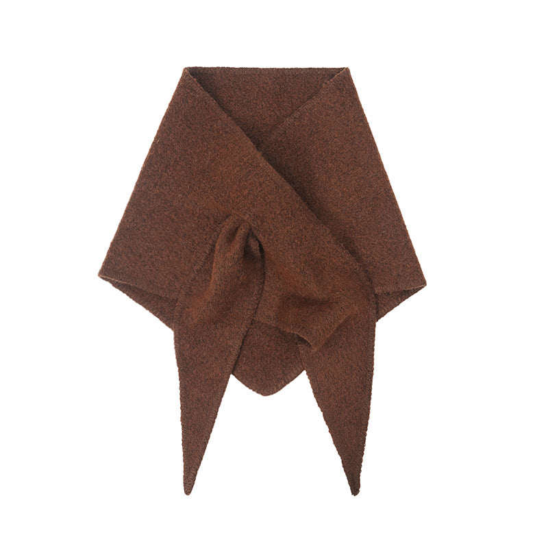 Wool Knit Triangle Shawl Scarf Women Winter N6H236